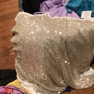 Sequin Short Sleeve Top - Gold